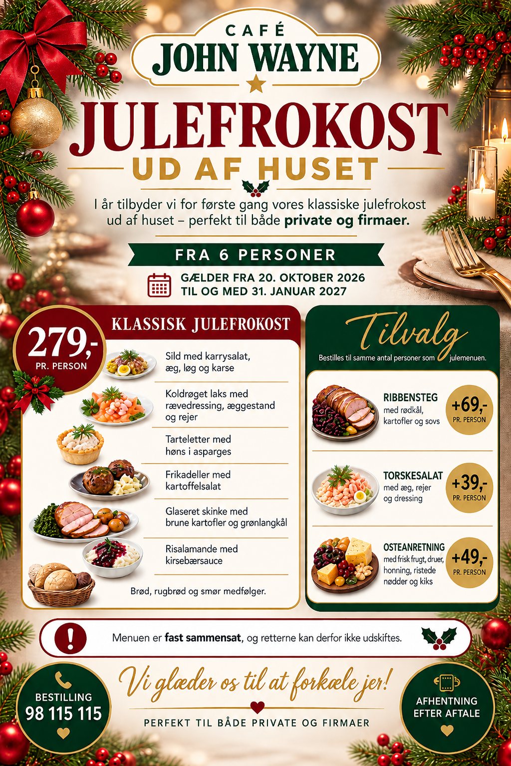 Julefrokost-plakat fra Café John Wayne